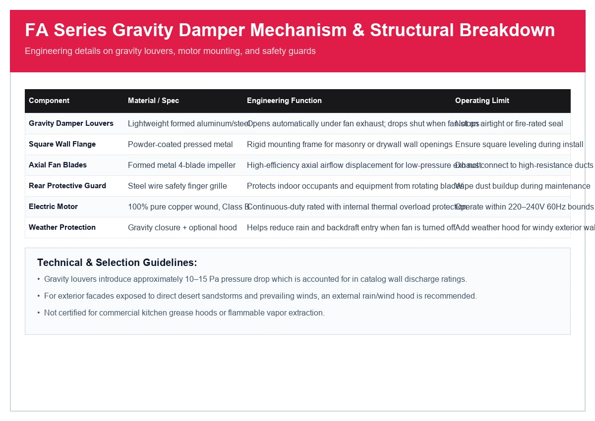 FA series gravity damper mechanism, metal housing, and rear safety finger guard breakdown