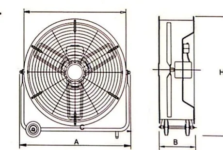 HVF drum fan outline dimension drawing