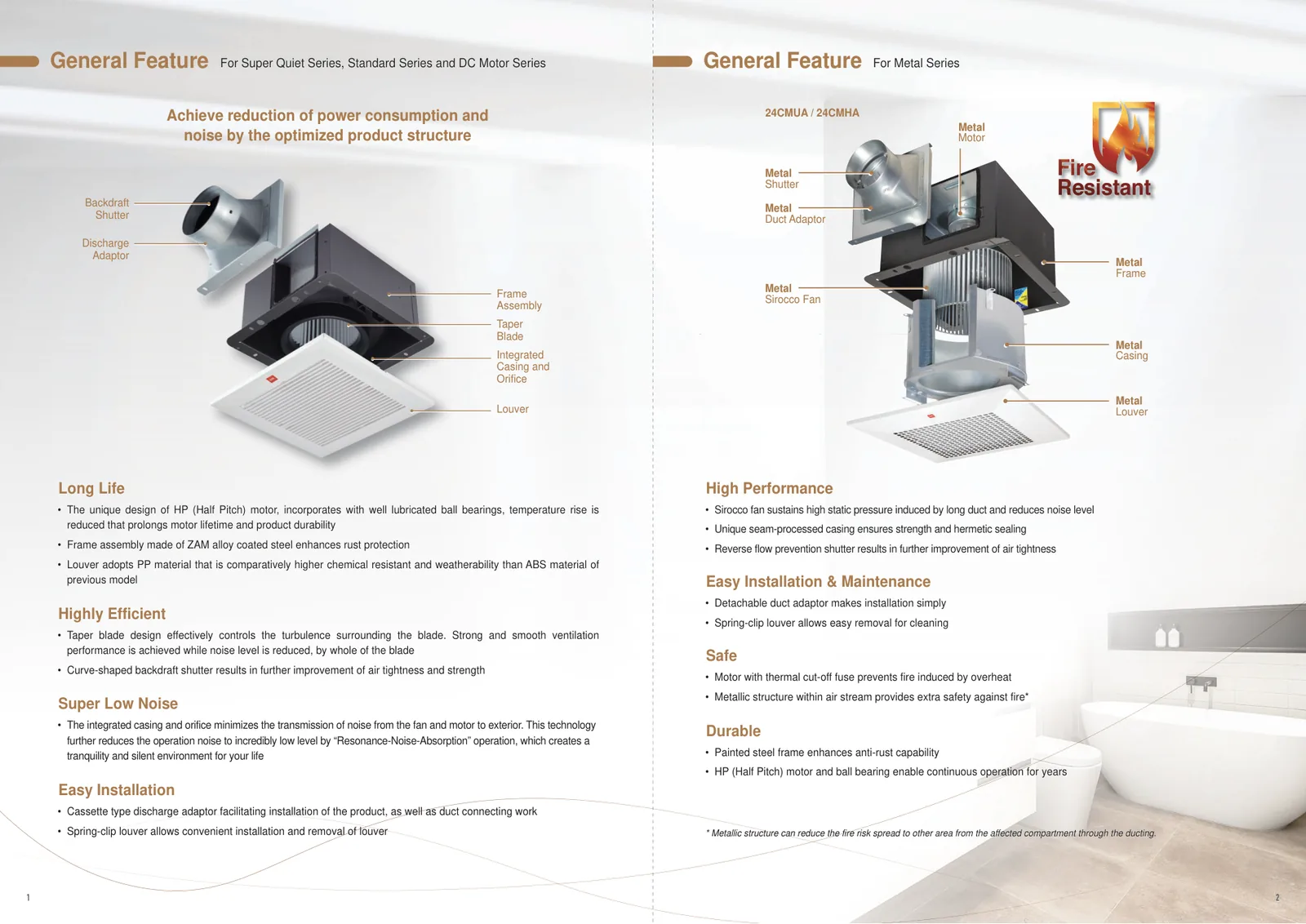 KDK ceiling mount exhaust fan construction features