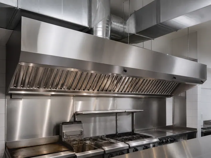 Commercial kitchen exhaust hood with stainless steel baffle grease filters